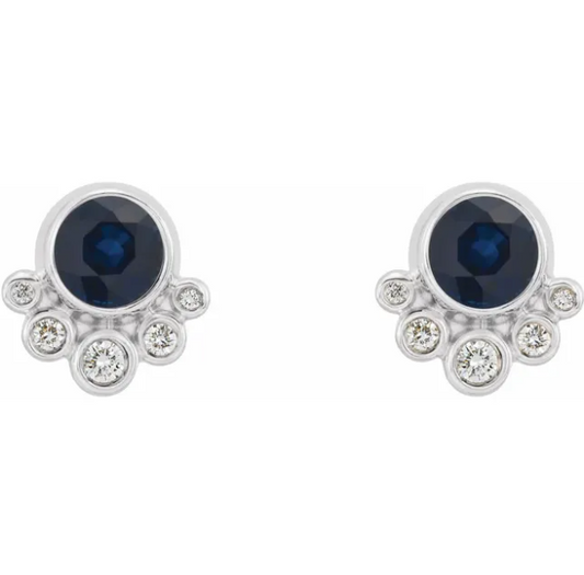 Poppy Blue Sapphire & Diamond Earrings