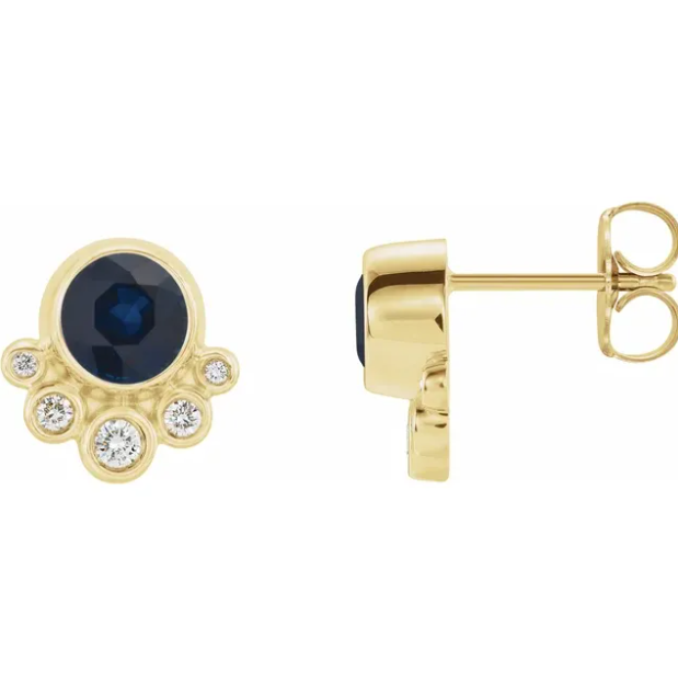 Poppy Blue Sapphire & Diamond Earrings