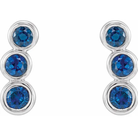 Poppy Blue Sapphire Climber Earrings