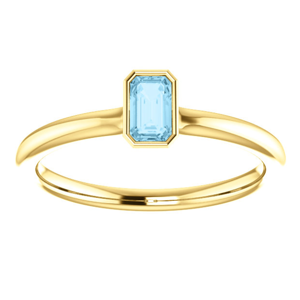 Zinnia Aquamarine Emerald Cut Stackable Ring