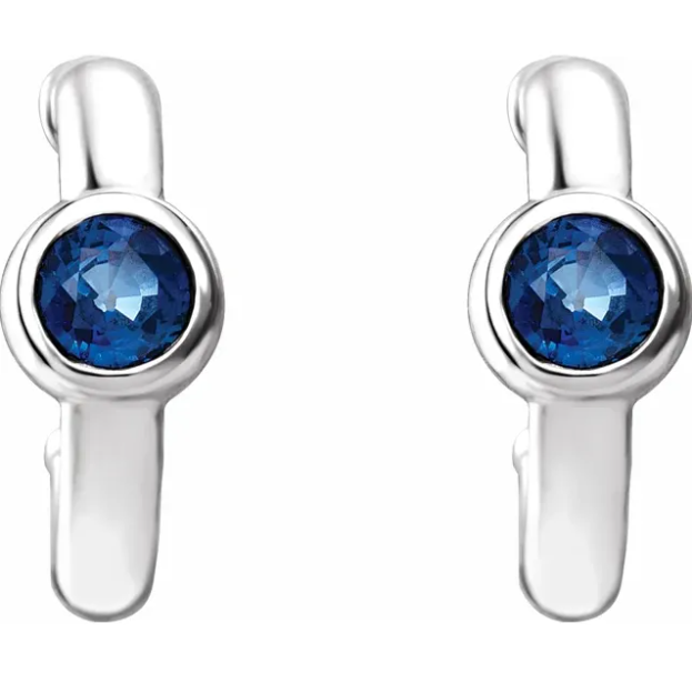 Poppy Blue Sapphire J Hoop Earrings