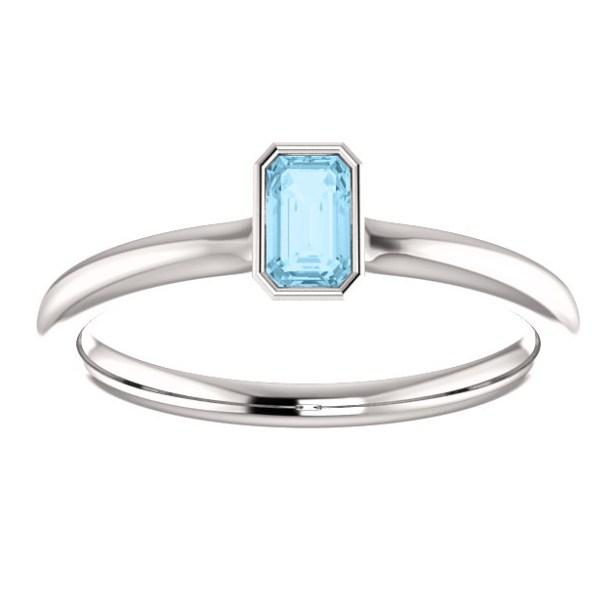 Zinnia Aquamarine Emerald Cut Stackable Ring