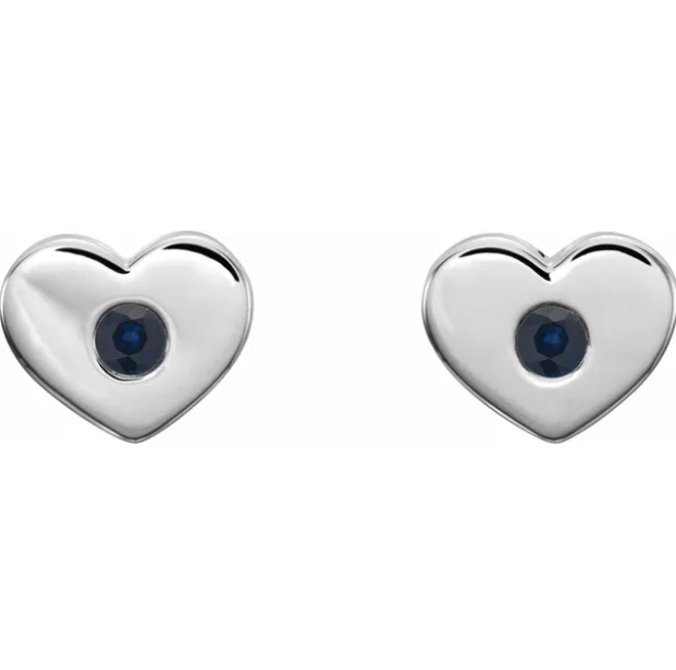 Tulip Blue Sapphire Heart Earrings