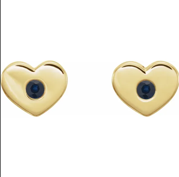 Tulip Blue Sapphire Heart Earrings