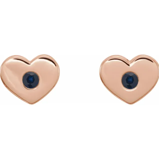 Tulip Blue Sapphire Heart Earrings