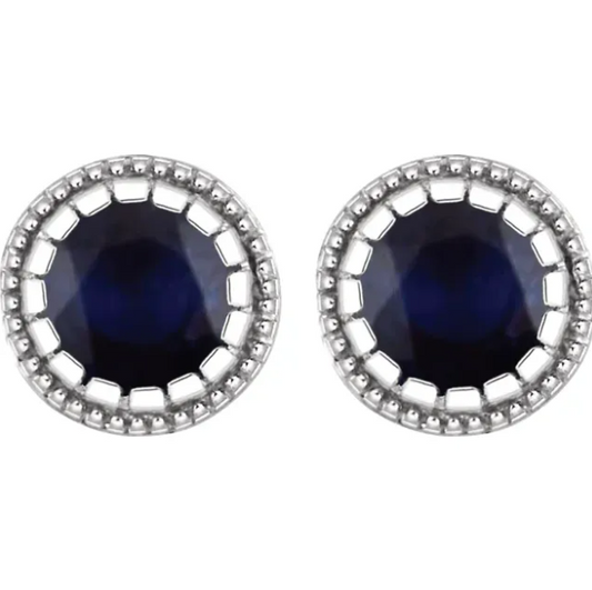Jasmine Blue Sapphire Bezel Set Earrings