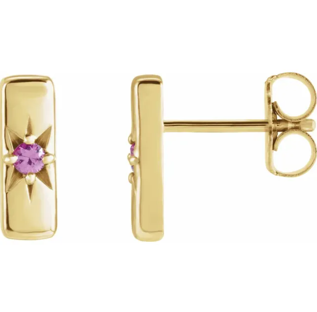 Aster Pink Sapphire Starburst Bar Earrings