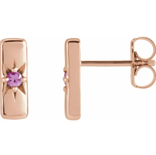 Aster Pink Sapphire Starburst Bar Earrings