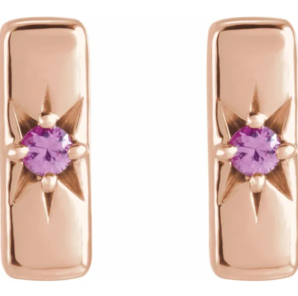 Aster Pink Sapphire Starburst Bar Earrings