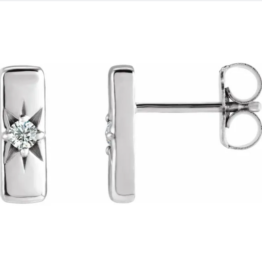 Aster White Sapphire Starburst Bar Earrings