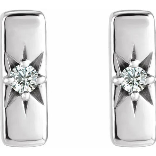 Aster White Sapphire Starburst Bar Earrings