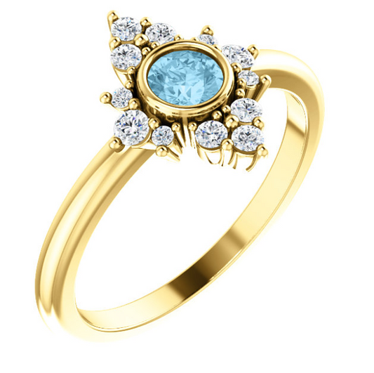 Poppy Aquamarine and Diamond Ring