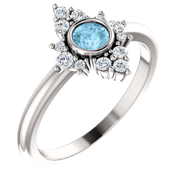 Poppy Aquamarine and Diamond Ring