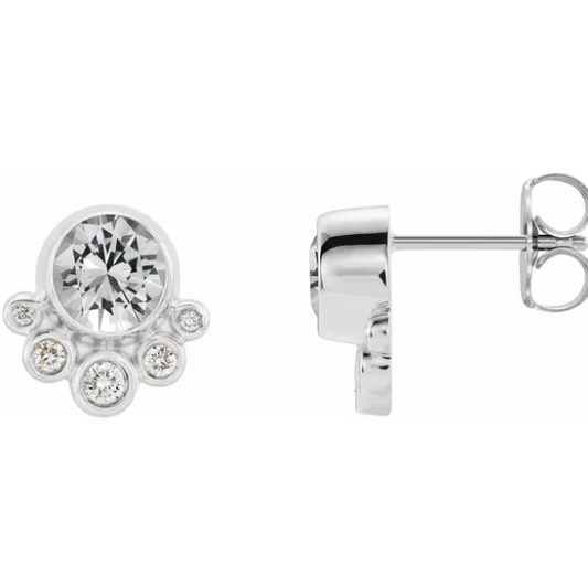 Poppy White Sapphire & Diamond Earrings