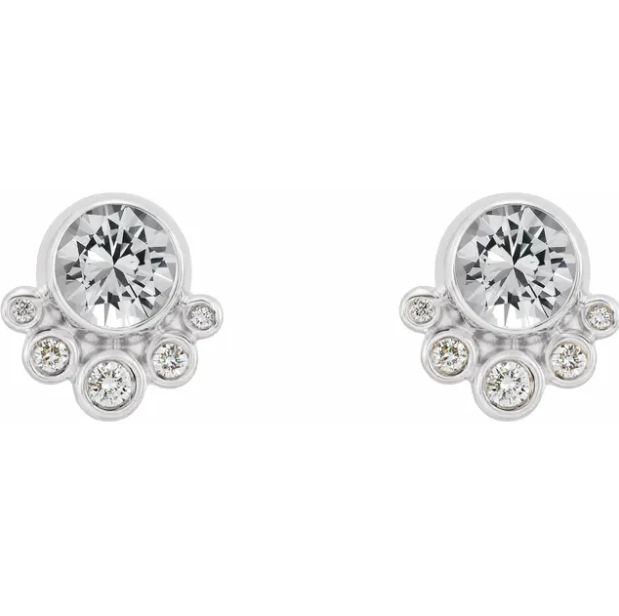 Poppy White Sapphire & Diamond Earrings