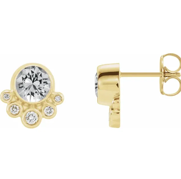 Poppy White Sapphire & Diamond Earrings