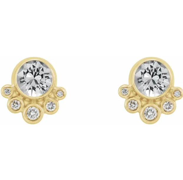 Poppy White Sapphire & Diamond Earrings