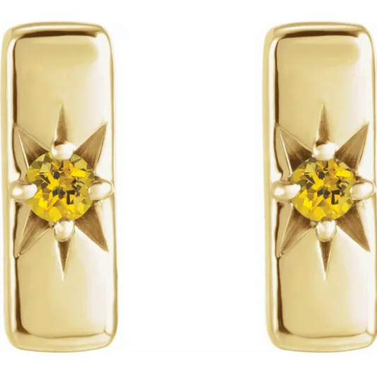 Aster Yellow Sapphire Starburst Bar Earrings