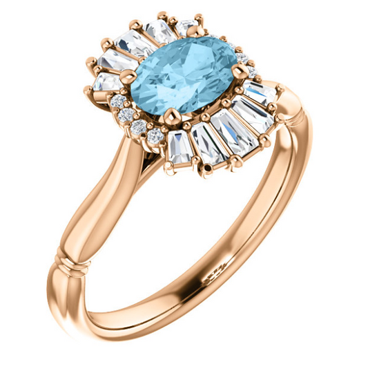 Aquamarine and Diamond Ring