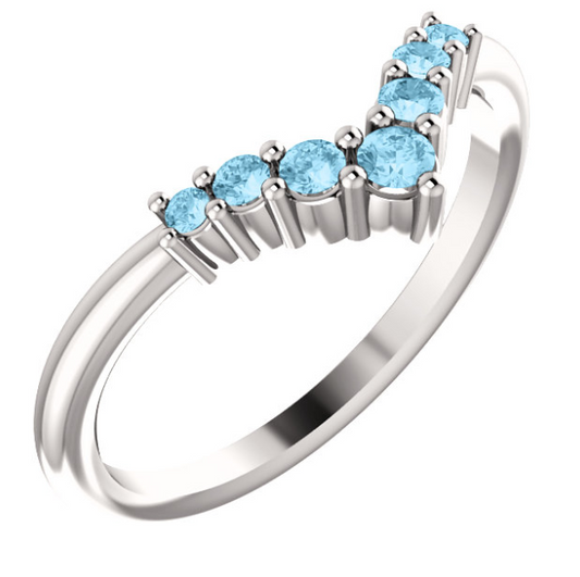 Bellflower Aquamarine Chevron Stackable Ring