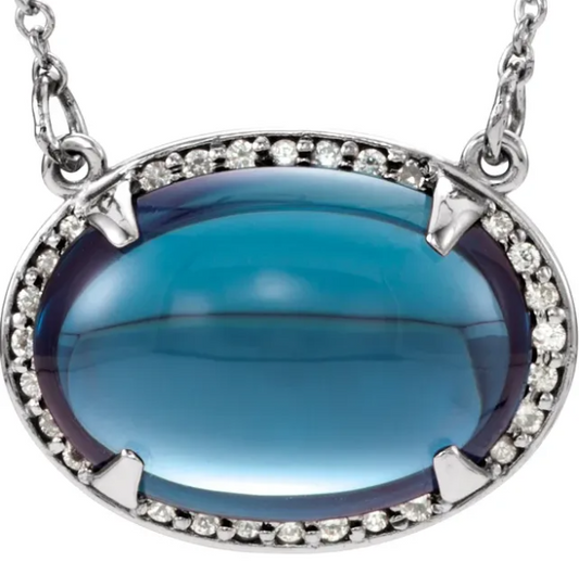 Plumeria London Blue Topaz & Diamond Necklace