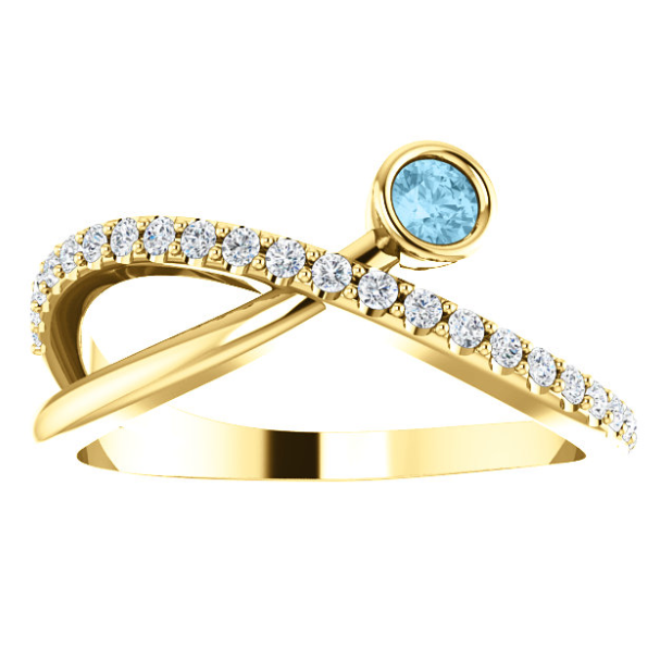 Poppy Aquamarine and Diamond By Pass Ring