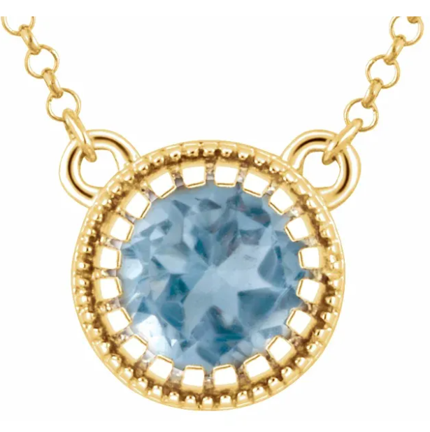 Jasmine Swiss Blue Topaz Bezel Set Necklace
