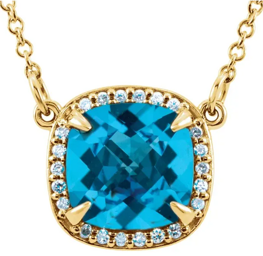 Fritillaria Swiss Blue Topaz & Diamond Necklace