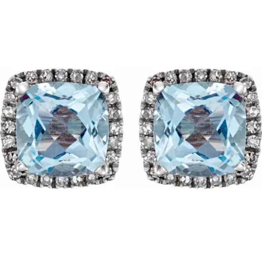 Fritillaria Sky Blue Topaz & Diamond Earrings