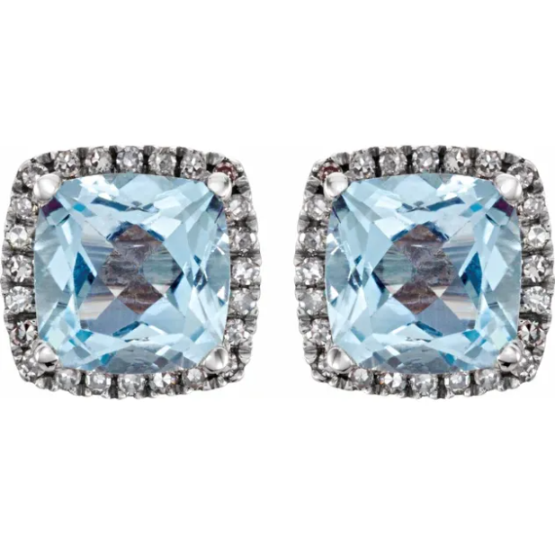 Fritillaria Sky Blue Topaz & Diamond Earrings
