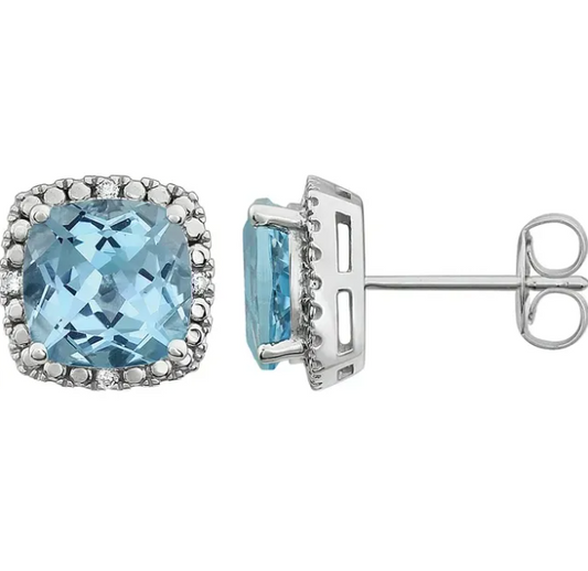 Fritillaria Sky Blue Topaz & Diamond Earrings