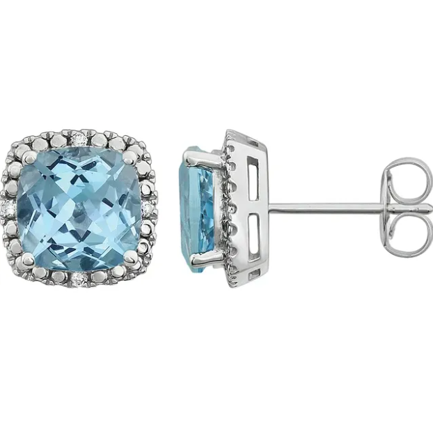 Fritillaria Sky Blue Topaz & Diamond Earrings