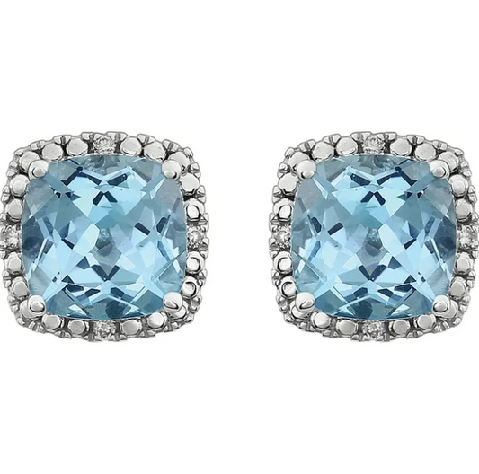 Fritillaria Sky Blue Topaz & Diamond Earrings