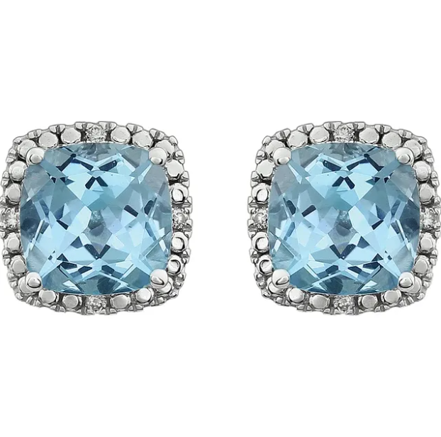 Fritillaria Sky Blue Topaz & Diamond Earrings