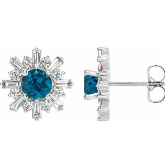 Aster London Blue Topaz Starburst Earrings