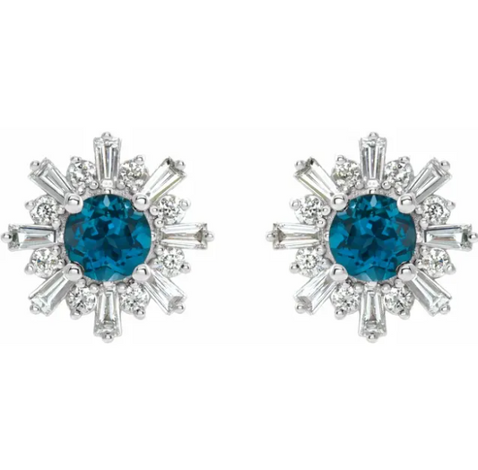 Aster London Blue Topaz Starburst Earrings