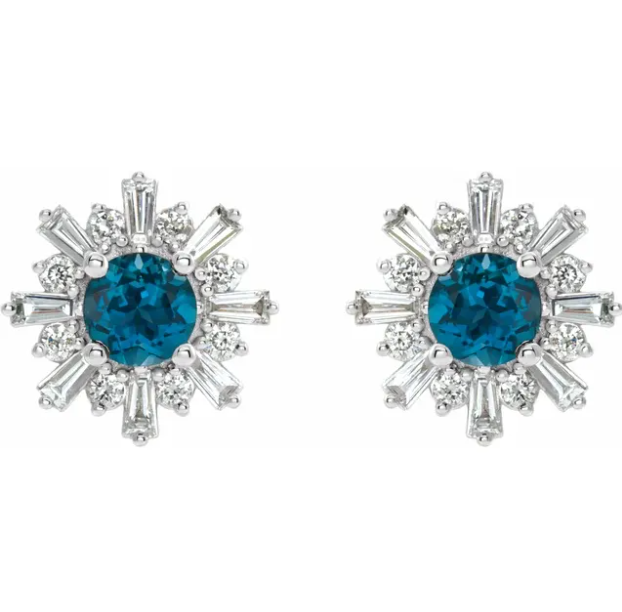 Aster London Blue Topaz Starburst Earrings
