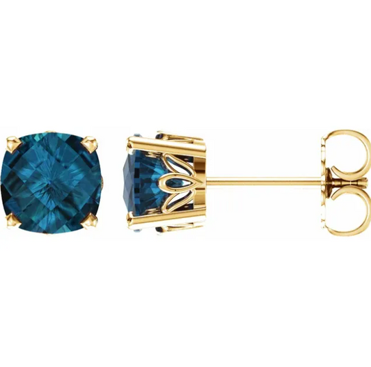 Fritillaria London Blue Topaz Stud Earrings