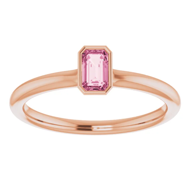 Zinnia Pink Tourmaline Stackable Ring