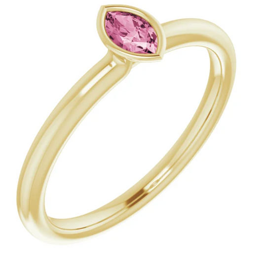 Clematis Pink Tourmaline Stackable Ring