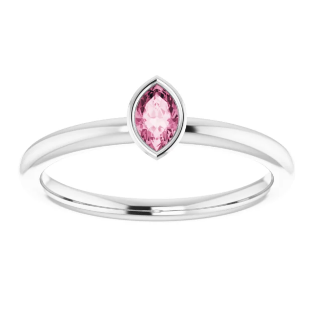 Clematis Pink Tourmaline Stackable Ring