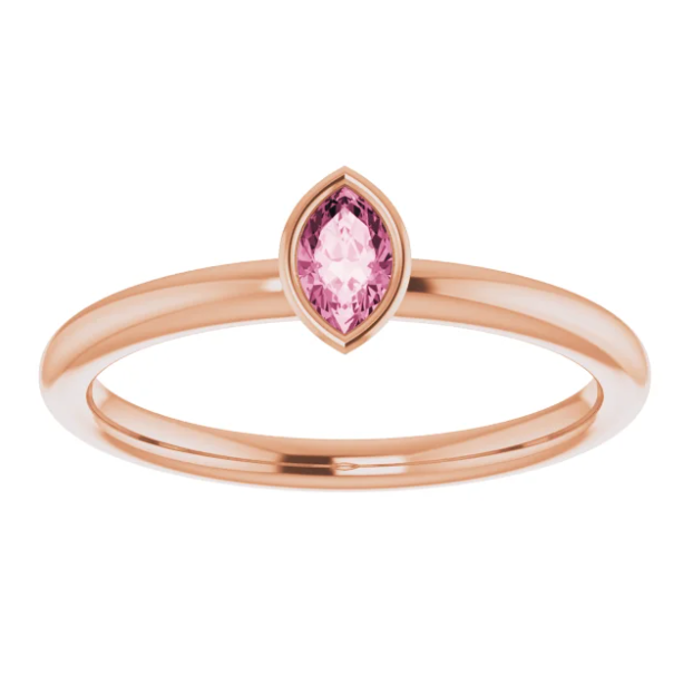 Clematis Pink Tourmaline Stackable Ring