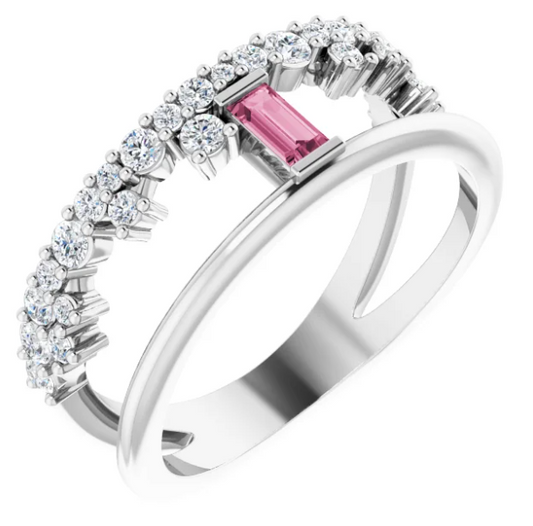 Wildflower Pink Tourmaline & Diamond Ring