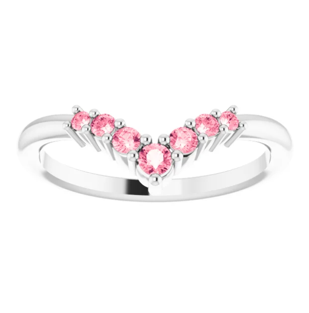 Bellflower Pink Tourmaline Chevron Stackable Ring