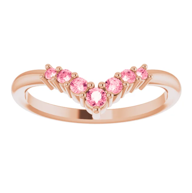 Bellflower Pink Tourmaline Chevron Stackable Ring