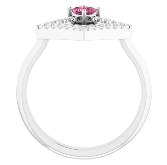 Dahlia Square Pink Tourmaline and Diamond Ring