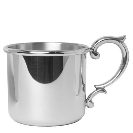 Straight Edge Scroll Handle Pewter Baby Cup