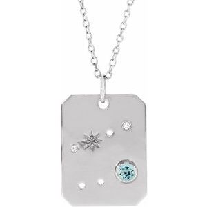 Aster Cancer Aquamarine & Diamond Necklace