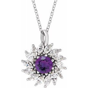 Aster Amethyst and Diamond Starburst Necklace