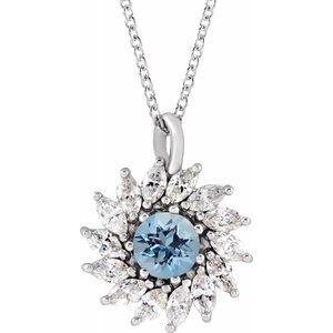 Aster Aquamarine and Diamond Starburst Necklace
